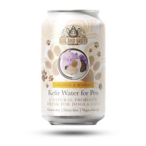 Boil & Broth Orange & Mango Kefir Water for Pets with Sensitive Digestion - Natural Probiotic Drink